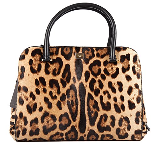 Dolce & Gabbana Womens Tote Bag in Brown Leopard Print Calf Hair ...